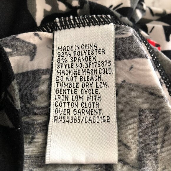 Nygard Collection Abstract Print Scoop Neck 3/4 Slv Polyester Top Blk Wht Sz S - Picture 7 of 9